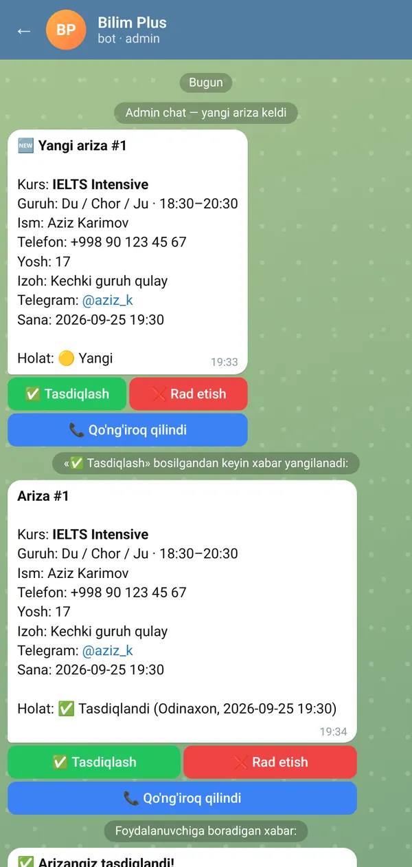 Bilim Plus Bot — screen 3