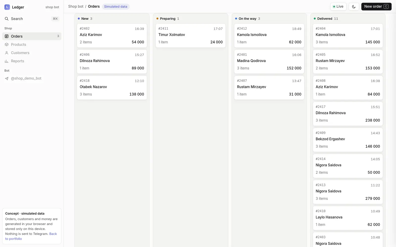 Ledger — screen 1